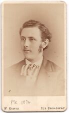 ANTIQUE CDV CIRCA 1870s W. KURTZ HANDSOME YOUNG MAN IN SUIT BROADWAY NEW YORK picture