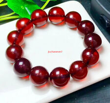 16mm Natural Red Blood Amber Gemstone Crystal Bead Bracelet AAAAA Certificate picture