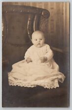 RPPC Baby Girl Eunice Marion Hollister Nice Antique Chair Postcard A22 picture