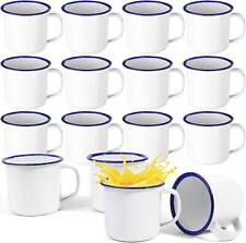 16 Pcs 4 oz Enamel Camping Coffee Mugs Mini Metal Mug with Handle Small White  picture
