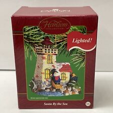 NEW CARLTON CARDS HEIRLOOM CHRISTMAS ORNAMENT SANTA BY THE SEA LIGHTHOUSE picture