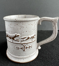 Weathervane Tankard Dog Fox Hunt Mug Stoneware Handmade Goss Made In Vermont USA picture
