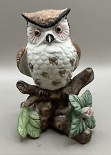 Vintage Mid Century Modern Hand Painted Porcelain Owl Taiwan 4.5”X3