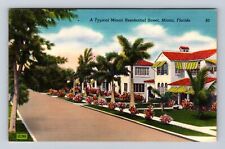 Miami FL-Florida, A Typical Miami Residential Street, Antique, Vintage Postcard picture