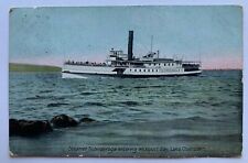 1909 NY Postcard Lake Champlain Steamer Ticonderoga Entering Westport Bay ship picture