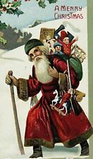 C. 1907 Old World Santa Claus Bag Toys Horse Soldier Doll etc Embossed Postcard picture
