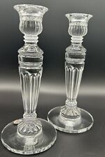 Slightly Scalloped Bohemia Czech Republic Lead Crystal Tall Candlestick Holders picture