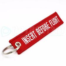 INSERT BEFORE FLIGHT QTY= 1 PC RED/white KEYCHAIN RING TAGS CABIN CREW PILOT picture