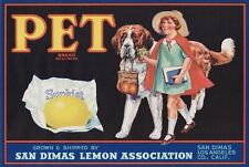Original Unused PET Lemon Crate Label, San Dimas, CA picture