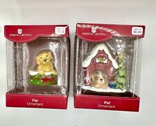 Two American Greetings Pet Ornaments Unopened Dog House Dog Bed Tree Gifts picture