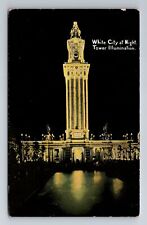 Chicago IL-Illinois, White City At Night, Tower Illumination, Vintage Postcard picture