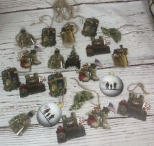 21 American Military Themed Camo Flat Wooden Christmas Ornaments With Twine picture