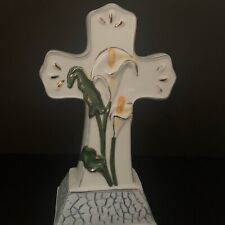 Porcelain Cross with beautiful Calla Lilly’s.A symbol of Christ sacrifice. EC picture