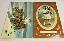 Early 1900s Birthday Postcards with Franklin 1 Cent Stamp Lot of 2 picture