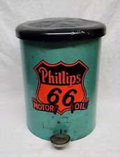 Vintage HARVELL PHILLIPS 66 Motor Oil Advertising Gas Station Trash Can Bathroom picture