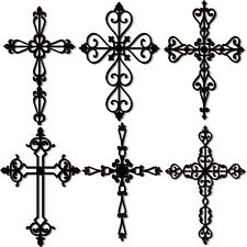 Soaoo 6 Pcs Wooden Wall Hanging Cross Religious Antique Cross Wall Decor Hand... picture