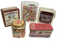 Lot of 5 HERSHEY’S PURE MILK CHOCOLATE Vintage Edition 1990's Collectible TINS picture