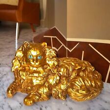 Vintage Progressive Art Products MCM Gold Persian Cat Life-Size Chalkware Statue picture