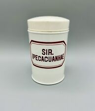 Antique Porcelain Apothecary Pharmacy Lidded Jar Syrup Of Ipecac picture