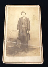 Antique Cabinet Card Photograph Creepy Gentleman No Eyes 4x2.5 picture