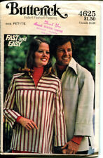 UNCUT Vtg 70s Pointed Collar pullover top yoke cuff Butterick 4625 Petite Boho picture