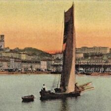 Vintage 1910s Canes Cannes Port Fishing Saliboat France Postcard picture