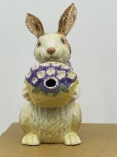 Longaberger Pottery Easter Bunny Rabbit Basket Flowers Teapot Pitcher NEVER USED picture