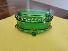 Antique Green Glass Montreal Souvenir Trinket Box picture
