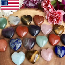 10PC 20mm Natural Quartz Crystal Stone Heart Chakra Healing Heart Gemstone Mixed picture