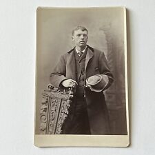 Antique Cabinet Card Photograph Handsome Young Man Ring Hat Concord NH picture