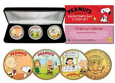 PEANUTS VALENTINES DAY Charlie Brown & Lucy 24K JFK Half Dollar 3-Coin Set w Box picture