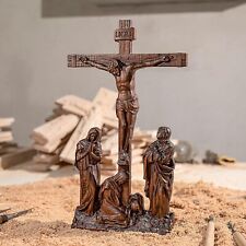 INRI Jesus Cross Statue Handmade Wooden Standing Crucifix Home Wall Decor -19.7