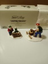 NEW, CHOPPING FIREWOOD 1995 Dept 56 Snow Village Ceramic with  Box picture