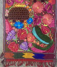 Tenango Otomi Runner Turtle Croc Authentic Mexican Hand Embroidered Textile Art picture