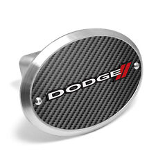 Dodge 3D Logo on Carbon Fiber Look Oval Billet Aluminum 2 inch Tow Hitch Cover picture