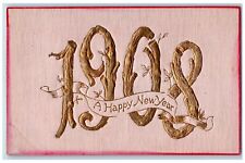New Year Postcard Large Numbers 1908 Embossed Posted Antique picture