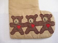 Vintage Teddy Bear Christmas Stocking Quilted fabric  picture