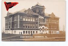 Reinbeck High School Iowa IA Pennant Sticker Children RPPC Postcard Vtg 1909 picture