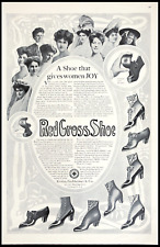 1907 RED CROSS Women's Shoes Antique Footwear Lace Button Etc Large Vtg PRINT AD picture