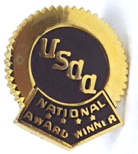 USAA National Award Winner Lapel Pin Black on Gold Ribbon Vintage picture