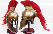 Medieval Hollywood Costume Armor Christmas Greek Corinthian Helmet Wood Stand picture