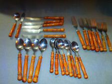 VTG Wood Handled Stainless Flatware- 1960's? 26pcs picture