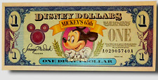 1993 Disney Dollar Uncirculated $1 One Dollar Bill A Series Mickeys 65th picture