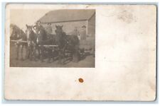 c1910's Horses And Wagon Wahpedon North Dakota ND RPPC Photo Antique Postcard picture