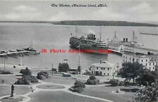 MI, Mackinac Island, Michigan, Harbor Scene, Steamships, Curteich No MI-201 picture