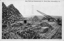 Loading Lumber Pulp & Paper Mill BR&P Railroad Car Johnsonburg PA Postcard picture