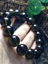 Genuine Natural CZECH Green Moldavite Meteorite Gems 15mm Round Beads Bracelet  picture