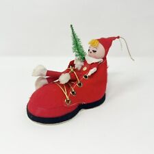 Vintage Pixie Elf In Flocked Shoe Japan Bottle Brush Tree picture