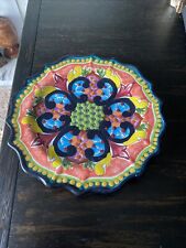 HERNANDEZ Puebla Mexico Talavera Signed Pottery Plate 12 3/4” Bright Color-Great picture