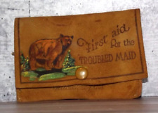 vintage Yellowstone Park souvenir leather First Aid for Troubled Maid Bear E5424 picture